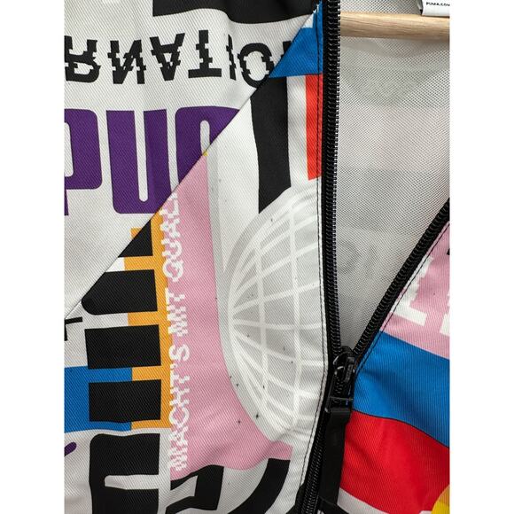Puma Jacket Women SMALL White Multi International Woven Print Track Full Zip - Picture 4 of 11
